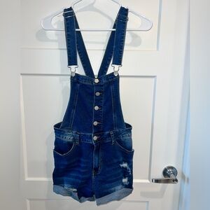 SHEIN Blue Denim Overall Shorts